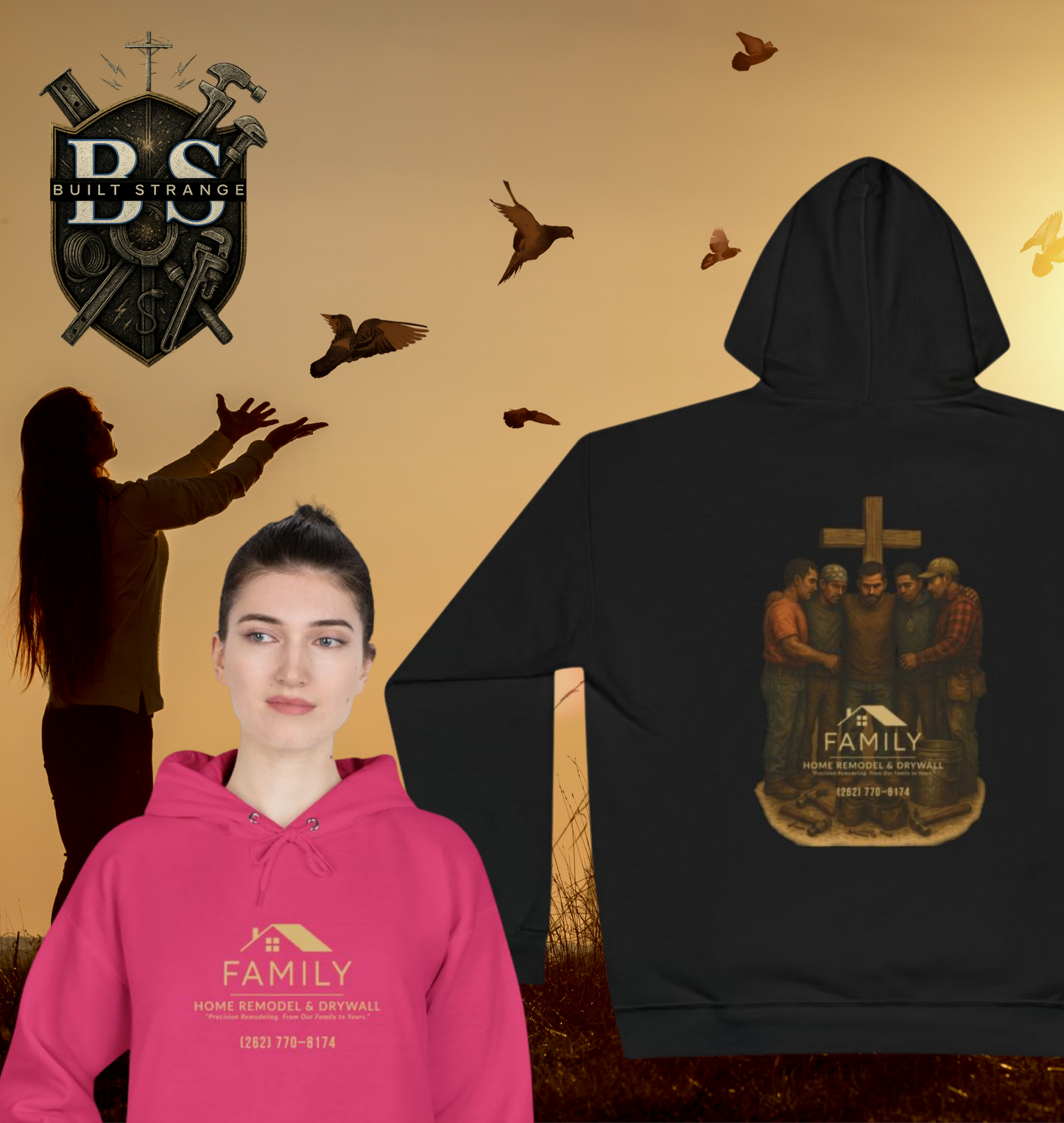 Built Strange “Family Home Remodel” Trades Hoodie – Workwear