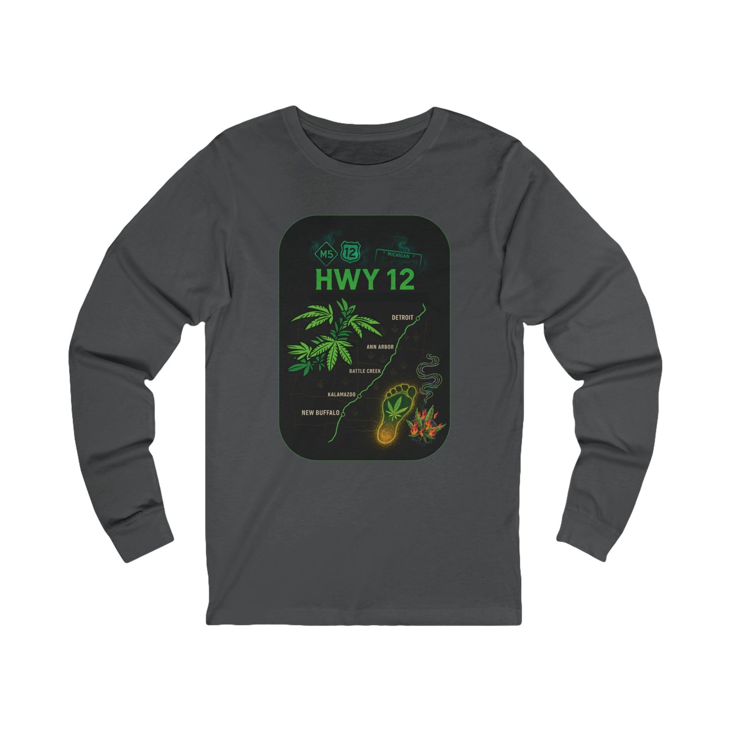 From Detroit to New Buffalo — the HWY 12 long sleeve tee maps the green rush across Michigan’s legendary route. Featuring glowing graphics, a cannabis footprint, and bold “Forged on HWY 12” energy, this design captures the true cannabis culture of the Midwest. Built for comfort, creativity, and the road less traveled.
Premium jersey long sleeve tee
Soft, mid-weight cotton with a relaxed fit
Full-color front print with glowing detail
Designed by Built Strange Apparel