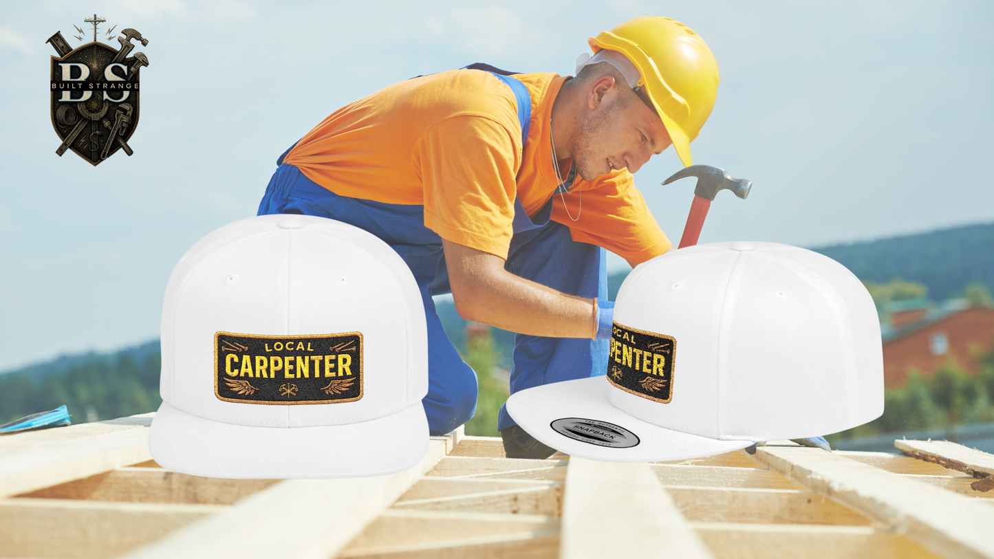 Rep your craft with pride.

The Built Strange “Local Carpenter” Snapback Hat features a bold embroidered-style patch with LOCAL CARPENTER lettering, wing accents, crossed hammers, and steel nails. A union-tough design built for those who shape wood, raise frames, and carry tradition forward.

Made on a structured snapback silhouette with a flat bill, this hat blends jobsite toughness with streetwear style.