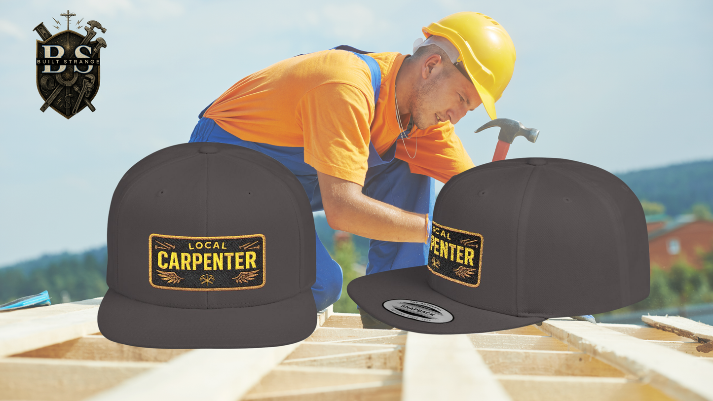 Rep your craft with pride.

The Built Strange “Local Carpenter” Snapback Hat features a bold embroidered-style patch with LOCAL CARPENTER lettering, wing accents, crossed hammers, and steel nails. A union-tough design built for those who shape wood, raise frames, and carry tradition forward.

Made on a structured snapback silhouette with a flat bill, this hat blends jobsite toughness with streetwear style.