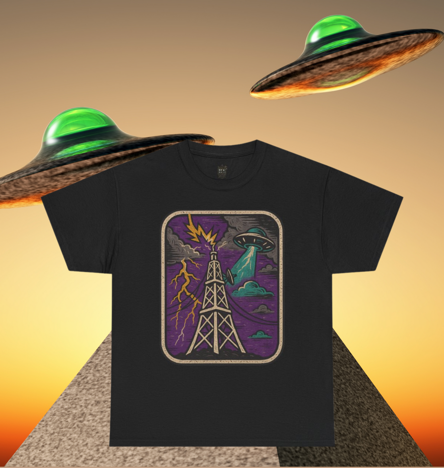 Built Strange “Signal Lost” Tee – UFO & Tower Graphic