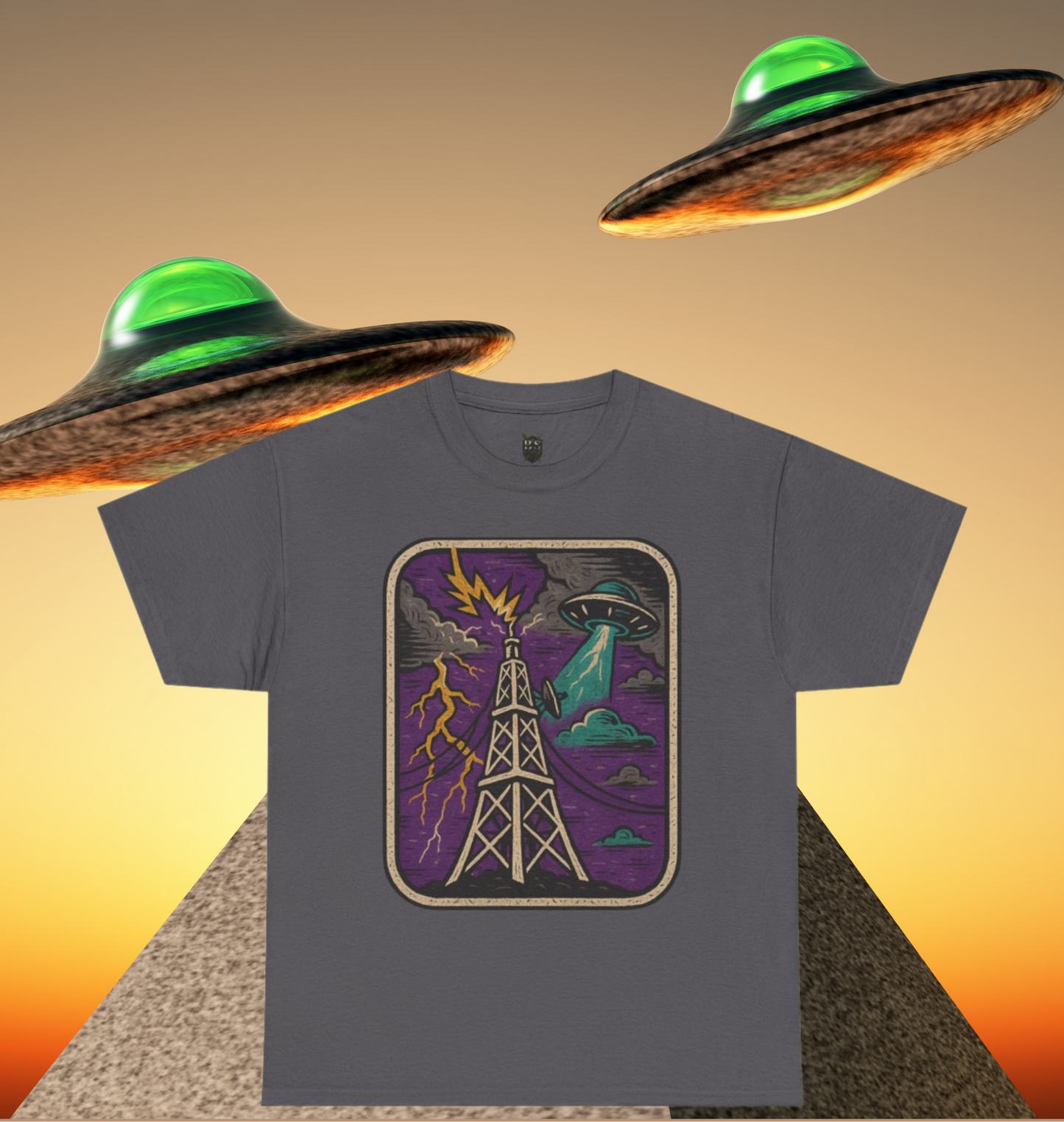 Built Strange “Signal Lost” Tee – UFO & Tower Graphic