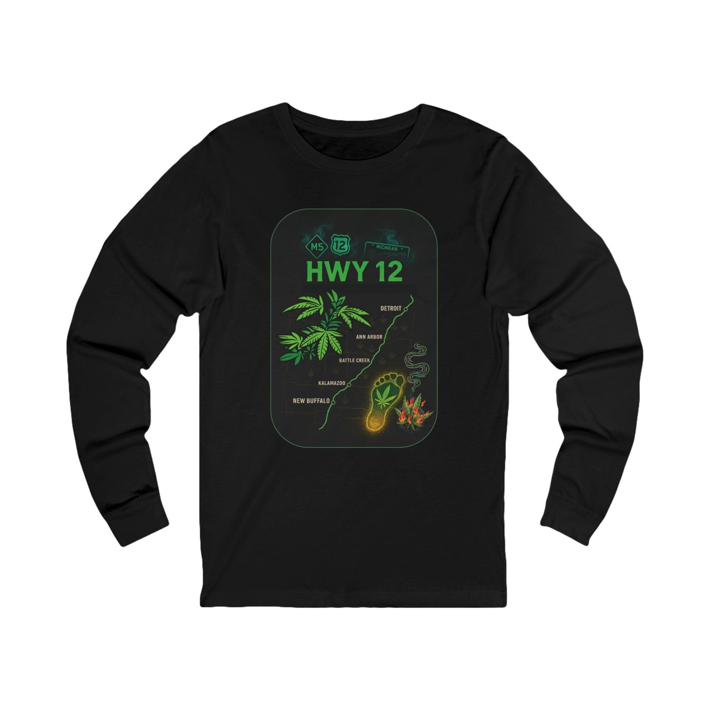 From Detroit to New Buffalo — the HWY 12 long sleeve tee maps the green rush across Michigan’s legendary route. Featuring glowing graphics, a cannabis footprint, and bold “Forged on HWY 12” energy, this design captures the true cannabis culture of the Midwest. Built for comfort, creativity, and the road less traveled.

Premium jersey long sleeve tee

Soft, mid-weight cotton with a relaxed fit

Full-color front print with glowing detail

Designed by Built Strange Apparel
