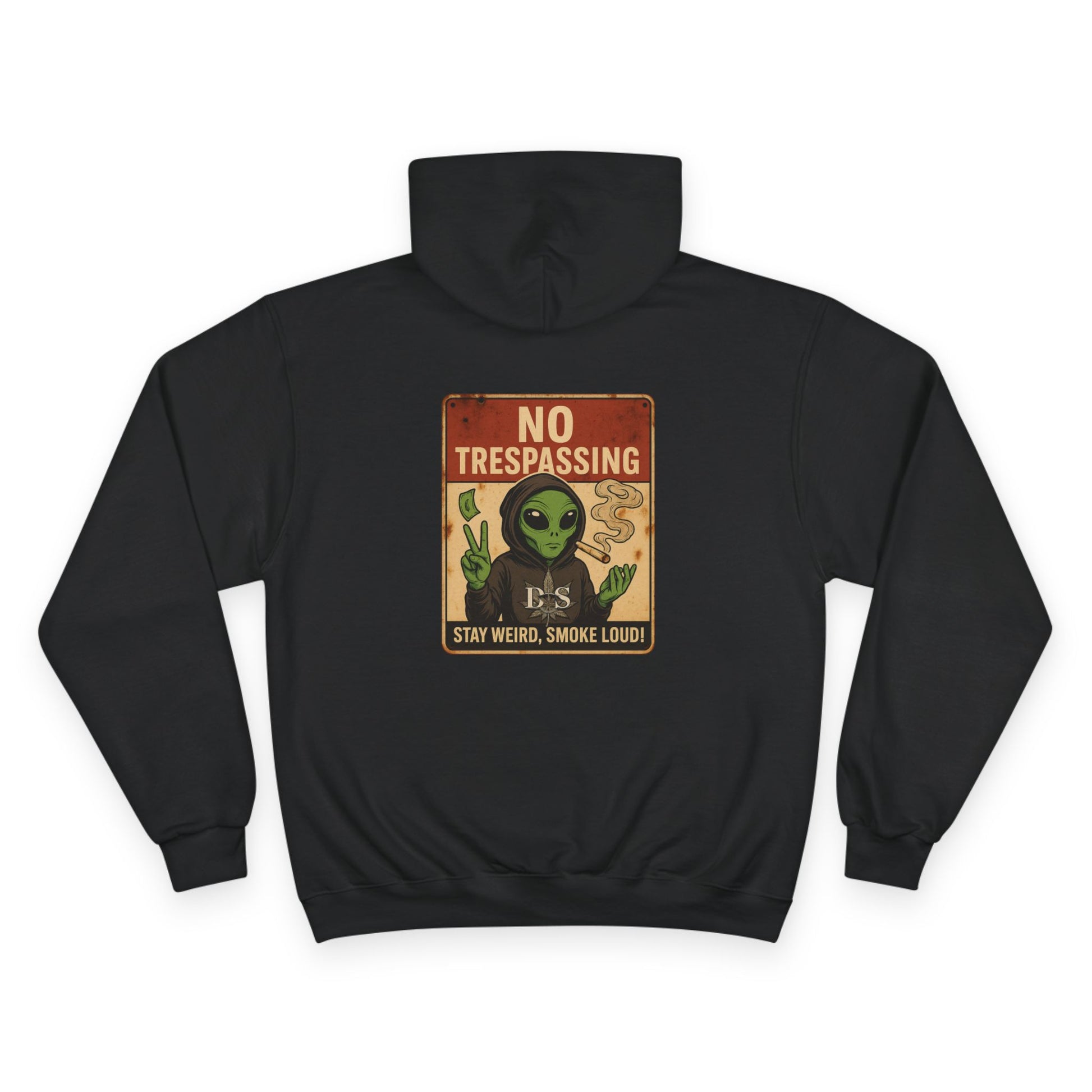 Boundaries? Never heard of ‘em. The No Trespassing Champion hoodie is pure Built Strange energy — alien attitude, bold warning sign design, and that signature “Stay Weird, Smoke Loud!” vibe. Heavyweight comfort meets rebellious streetwear style that hits from another planet.

Premium Champion® Powerblend fleece

Double-stitched construction with iconic “C” logo sleeve patch

Bold alien “No Trespassing” front graphic

Heavyweight comfort built for street, chill, or afterhours

Designed by Built Strange Appar