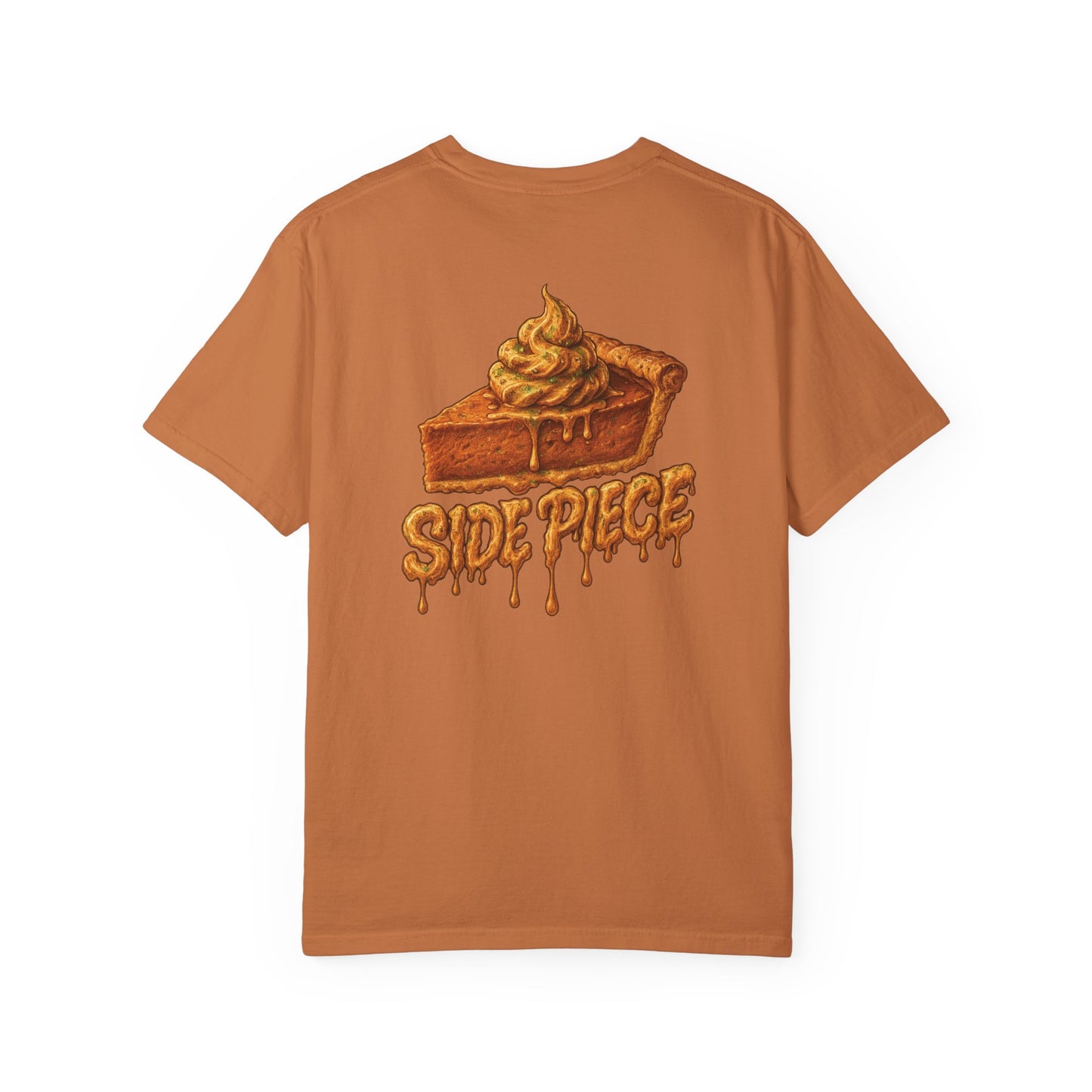 Get your slice of style with the Side Piece Danksgiving Tee by Built Strange™. A bold, buttery design dripping in fall flavor — streetwear meets smokewear perfection.

Stay WEIRD. Smoke LOUD. Eat GOOD.