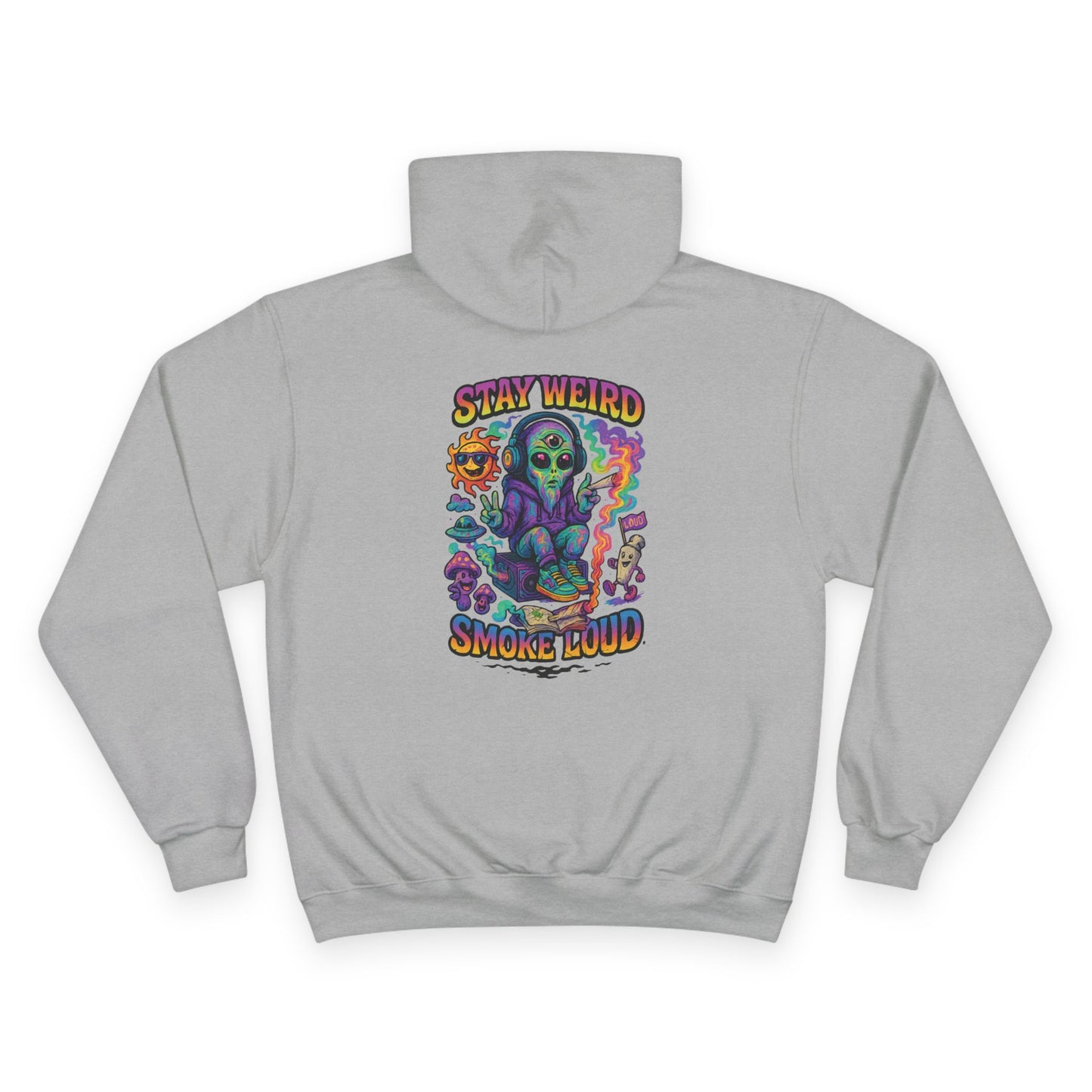 For the ones who live off beat and think beyond the clouds — the Stay Weird Smoke Loud Champion hoodie blends psychedelic energy with streetwear swagger. Featuring a vibrant third-eye alien, cosmic colors, and that unmistakable Built Strange vibe. Heavyweight comfort meets loud creativity.

Premium Champion® Powerblend fleece

Double-stitched durability with signature “C” logo sleeve patch

Vibrant, full-color graphic print

Unisex fit built for everyday wear

Designed for Built Strange Apparel